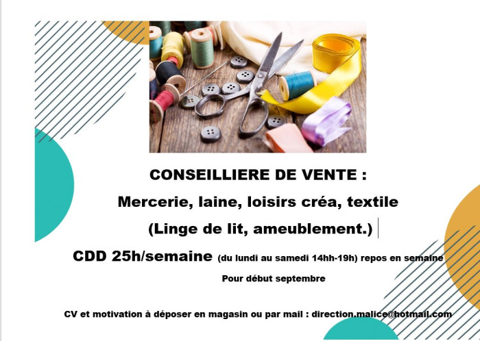 Emploi : Conseillière Mercerie