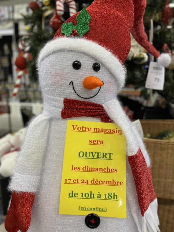 Ouverture exceptionnelle pour noël